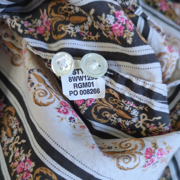 Lucky Brand Vintage 70s Fleur de Lis Pattern Button Down Shirt Size Large - Picture 9 of 9